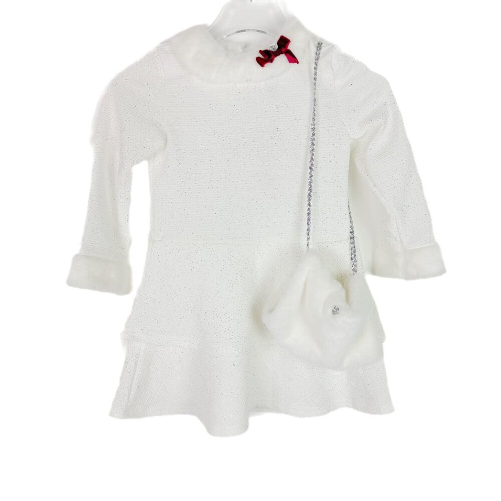 NWT Blueberi Boulevard Sparkle Glitter Dress Hand Warmer White Size 6X NEW